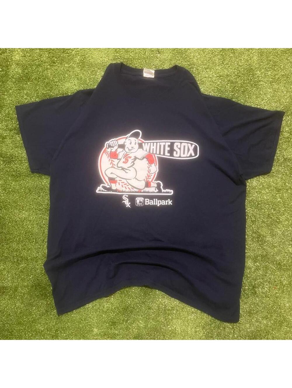 Vintage Jerzees Chicago White Sox Graphic Navy Blue Cotton T-Shirt Size XL